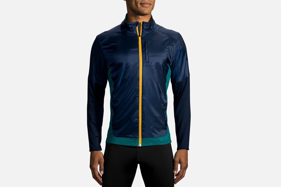 Brooks Men's Fusion Hybrid Outerwear Navy/Heather Spruce ( FVUDQ8645 )